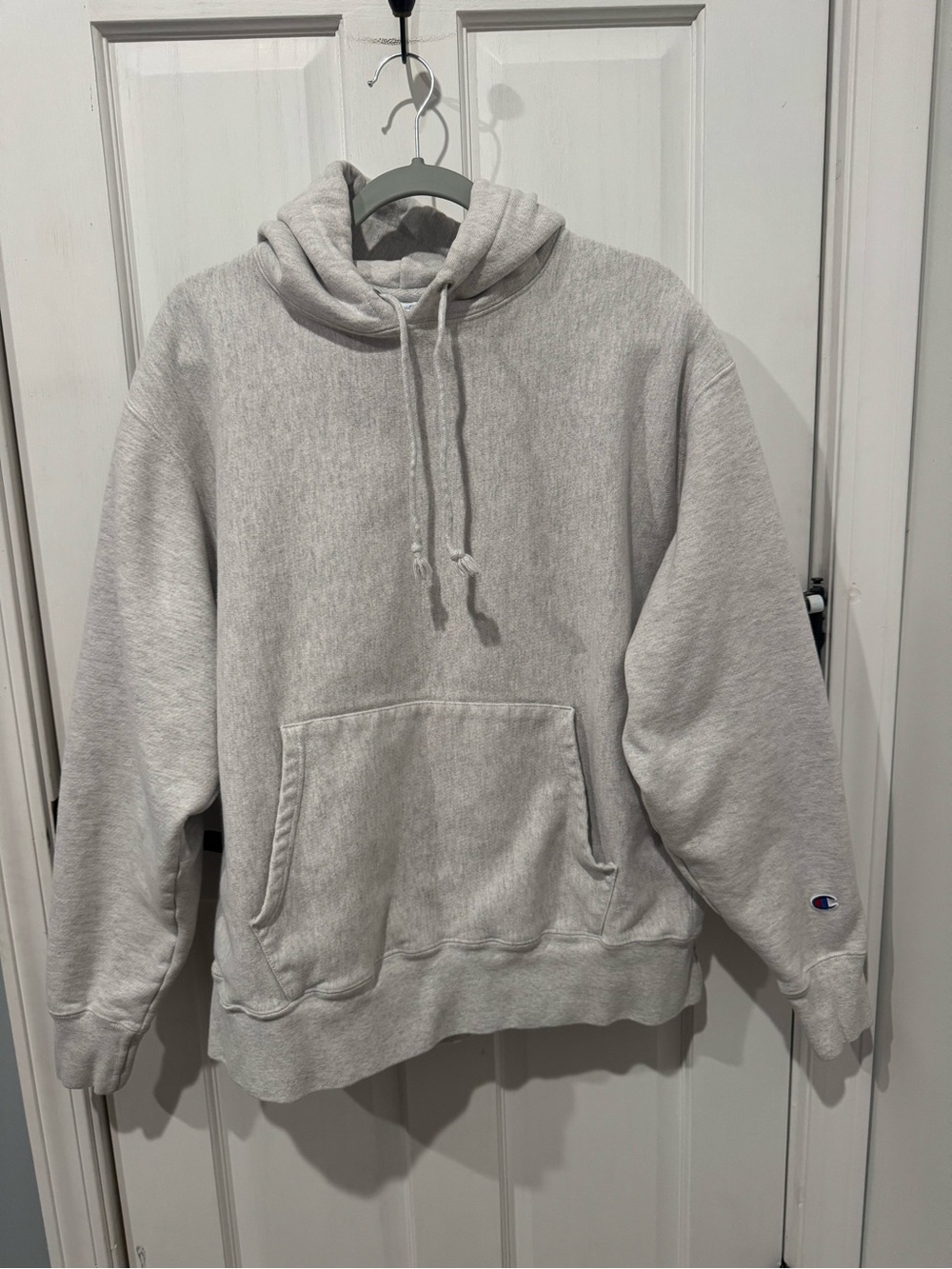 Champion Reverse Weave Light Heather Gray Hooded Sweatshirt with Pocket